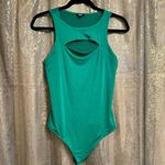 EXPRESS  Green Cutout Body Contour High Neck Bodysuit Medium Photo 0