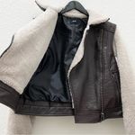 BDG Vegan Faux Leather Chocolate Sherpa Lined Soft Fuzzy Sleeves Moto Jacket Photo 10