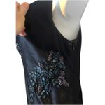 Alex Evenings Y2K navy beaded slip cowl neck floral satin formal Gown small Photo 5
