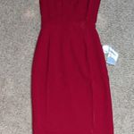 Dress the Population Lyla V-Neck Sleeveless Crepe Sheath Pencil Dress Garnet XS Photo 3