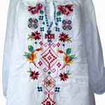 Johnny Was Johnny‎ Was 3J Workshop White Embroidered  Blouse Sz XS Photo 3