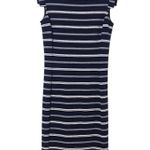 Ann Taylor Navy and White Striped Sheath Dress Size 0 Navy Stripe Dress Photo 0