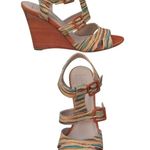 Donald Pliner Couture Hand Painted Multi Color Cork Wedge Shoe Strappy NWT $395 Tan Size 6.5 Photo 4