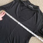 EXPRESS  Black Long Sleeve Shirt Choker Cutout Top Blouse Soft Size XS Like New Photo 6