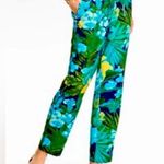 Talbots  Pants Womens Size 1X Blue Green Floral Drawstring Waist Pull On Tropical Photo 0