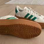 Adidas  Cream and Green Sneakers with Brown Sole Photo 4