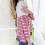 Vine & Love Pink‎ & White Striped Color Block Twist Front Top Photo 7