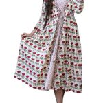 Red Lotus Print Kurti Jacket Dress by Rivaaj Size XXL Photo 1
