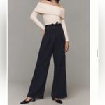 Anthropologie Corset Bow Pleated Wide Leg Trousers Black Size 6 NEW Photo 1