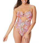 Jessica Simpson  Flower Child O-Ring Cutout One-Piece Swimsuit Size M NWT Photo 0