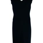 Ann Taylor V Neck Black Cap Sleeve Sheath Dress w Side Detail & Zipper Size 4P Photo 0