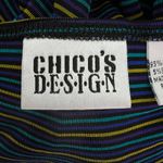 Chico's Shirt Womens Small 0 Green Purple Stripe Full Zip Casual Travel Vintage Photo 7