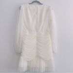 Endless Rose Women’s Swiss Dot Rushed Long Sleeve Mini Dress Size M White Photo 8