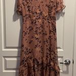 EXPRESS  Floral Print Mauve/Dusty Rose V-Neck Maxi Long Dress Size Med EUC #6761 Photo 2