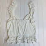 Urban Outfitters  White Eyelet Ruffle Ribbed Crop Top Ruched Bust Sz Medium Photo 1