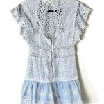 Saylor Blue & White Shanice Lace Eyelet Romper Size Medium Photo 2