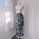 Briggs New York Vintage ‘00s Briggs Navy & Cream Floral Print Elastic Waist A-Line Maxi Skirt Photo 2