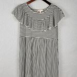 Hailey & Co. Womens Maternity Dress L White Black Striped Ruffled Maxi Tiered Photo 9