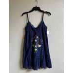Embroidered Floral Navy Blue Lace V Neck Mini Dress Dress Sz M Beach Cover Up Size M Photo 1