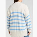 Madewell NWT  Stripe Cotton Blend Cardigan In Powder Blue Photo 2