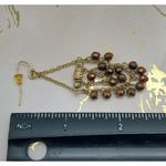 Gold Tone Chain Dangle Drop Chandelier Earrings Beaded Crystal Accents 2.5" Photo 4