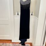Vintage Precious Formals Black Velvet Rhinestone Gown Strapless Size 2/4 Prom Blue Photo 5