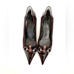 Gucci  Horsebit Web Stripe GG Pump Size 8.5 Brown Suede Pointed Toe Kitten Heel Photo 1