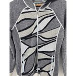 Title Nine Women's Gray Black White Geometric Print Zip Up Hoodie Jacket Medium Photo 1