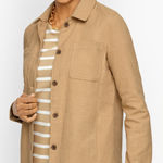 Talbots  TEXTURED COTTON SHIRT JACKET SHACKET CLASSIC GRANOLA COMFY MEDIUM Photo 0