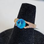 Gold Filled Ring with Simulated Blue Topaz Stone Photo 3