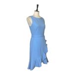 Calvin Klein Dress Boatneck Belted Ruffle Hem Sleeveless Blue Women’s Size 6 Photo 1