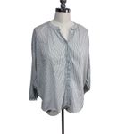 J.Crew Reimagined Striped Button Up Shirt Women's XS Band Collar Long Sleeve Photo 1