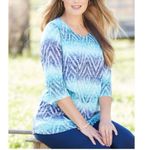 Catherines  Aqua Blue Poetry Tiered 3/4 Sleeve Tee Size‎ 4X Photo 2