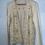 Alfred Dunner  Gold Metallic All In One Pullover/Cardigan Sweater W/ Sequins Med Photo 5