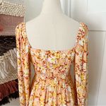 l*space L* Cassidy Floral Ling Sleeve Smocked Ruffled Mini Dress Carnation Sz M Photo 9