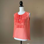 BCBGMAXAZRIA | Coral Sheer Accordion Pleated Ruffle Sleeveless Blouse Sz S Photo 3