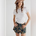 Free People Momo New York Floral Embroidered Silk Shorts X  Turquoise Medium Boho Photo 1