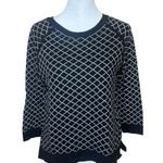 Philosophy  Republic Black White Diamond Argyle Knit Sweater 3/4 Sleeve Size Med Photo 3