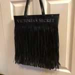 Victoria's Secret Victoria’s Secret Black Fringe Tote | Boho Tassel Shoulder Bag | VS Logo Purse Photo 2