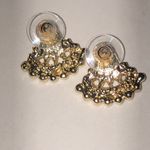 Elegant White and Gold Tone Pale Green Boho Earrings Photo 3