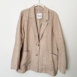 Madewell [] Oversized Tan Gingham Check Linen Dorset Slouchy Blazer NWT Size XL Photo 2