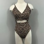 Aerie Tan Animal Print One Piece Swimsuit Photo 0