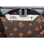 ZARA  Black Sheer Floral Print Blouse Red Chiffon Romantic Goth Victorian Ruffles Photo 11
