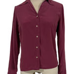 G H Bass Co Women's Button Down Shirt Burgundy Silk Long Sleeve Classic Size 6 Purple Photo 0