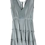 Justify Mini Dress Womens S Pale Blue Tiered Crochet V-Neck Sleeveless Prairie Photo 0