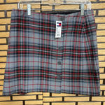 Tommy Hilfiger Gray And Red Plaid Button Front Skirt Size 6 Photo 0