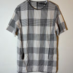 ZARA ‎ Trafaluc Plaid Tunic Dress Short Sleeve Pocket Black White Size Small Photo 0
