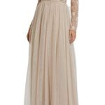 Mac Duggal Embellished Illusion High Neck Long Sleeve Gown Vanilla Women’s Sz 20 Photo 0