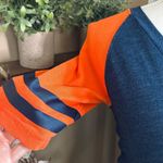 Women’s Nike Detroit Tigers Striped Sleeve Metallic Logo Baseball Tee Orange Photo 1