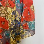 CAbi  Shakespeare Floral Semi Sheer Tie Front Ruffle Bohemian Kimono Tunic Top S Photo 10